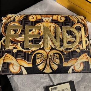 Fendi Gold and Black Baroque Pouch
